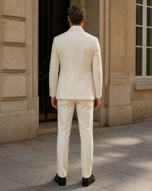 Ivory Wool Shawl Lapel Suit — Custom Made to Measure — 2