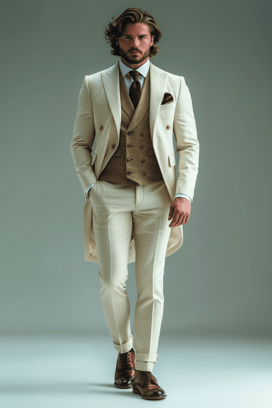 Ivory Cotton Cocktail Party Suit — Custom Made to Measure