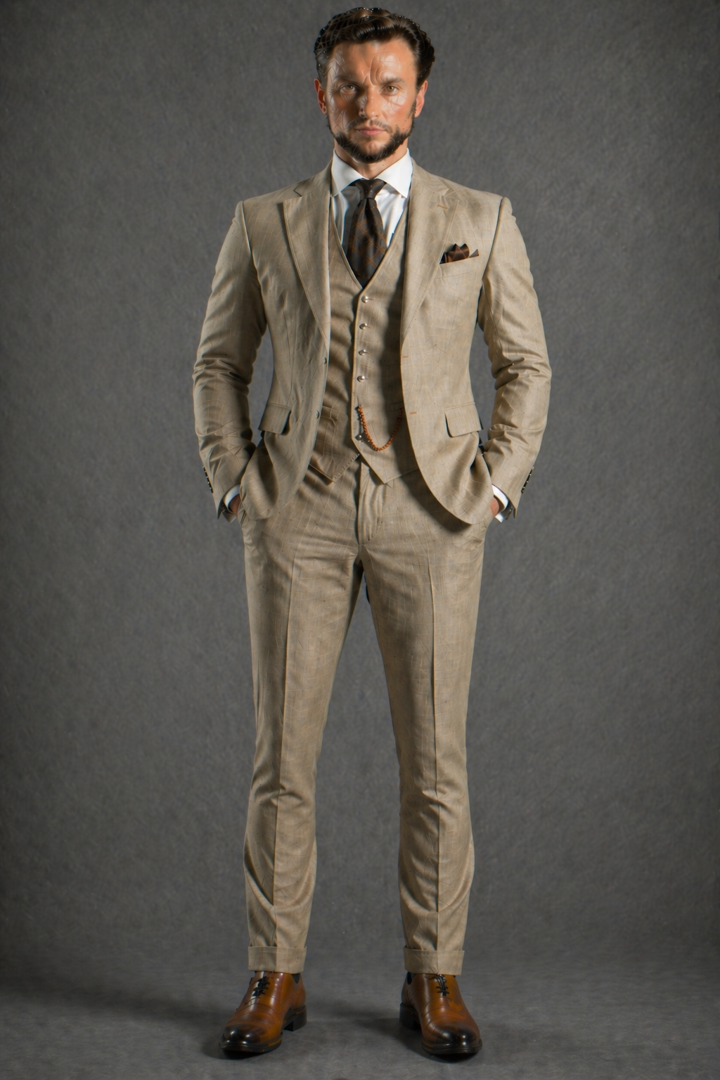 Khaki Linen Slim Fit Suit — Custom Made to Measure