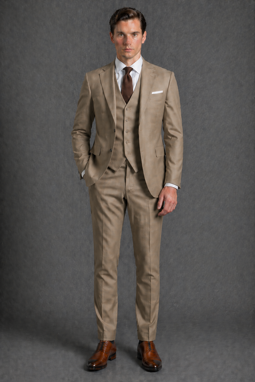 Khaki Wool Father of the Bride Suit — Custom Made