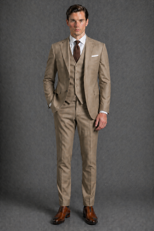 Khaki Wool Father of the Bride Suit — Custom Made