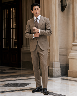 Khaki Cashmere Blend Winter Suit — Custom Made to Measure — 1