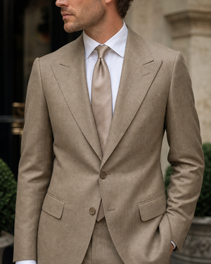 Khaki Linen Peak Lapel Suit — Custom Made to Measure — 4