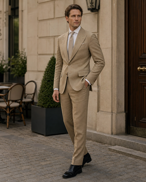 Khaki Linen Peak Lapel Suit — Custom Made to Measure — 3