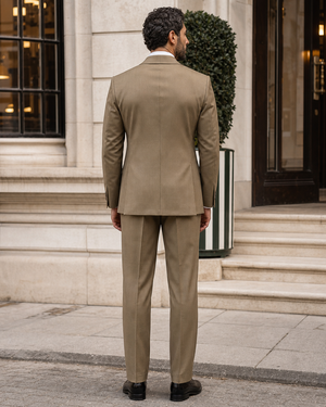 Khaki Wool Shawl Lapel Suit — Custom Made to Measure — 2