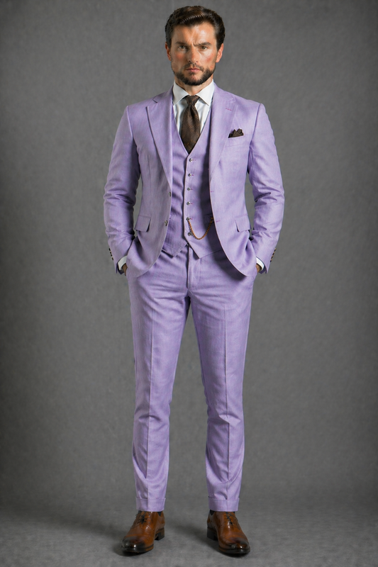 Lavender Linen Slim Fit Suit — Custom Made to Measure