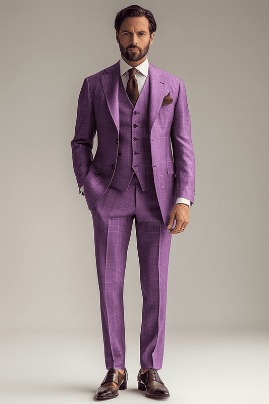 Lavender Linen Wedding Suit — Custom Made to Measure