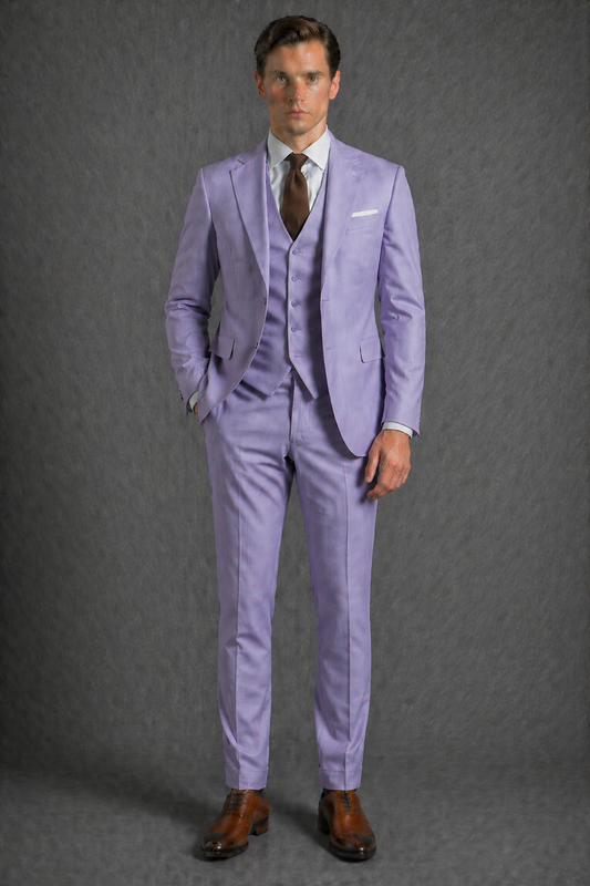 Lavender Wool Slim Fit Suit — Custom Made to Measure