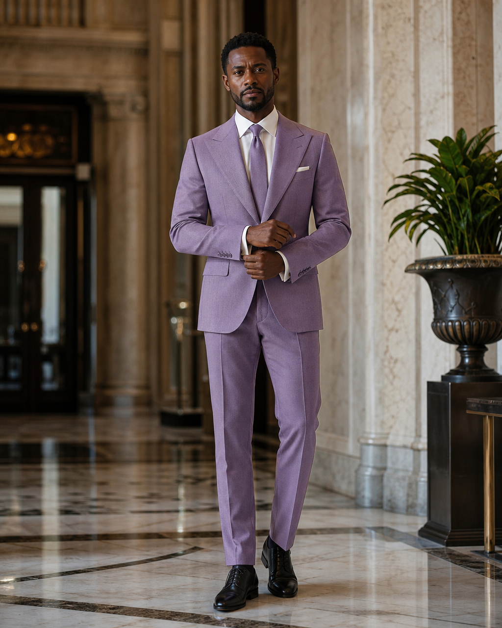 Lavender Cashmere Blend Winter Suit - Custom Made to Measure front view