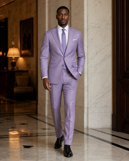 Lavender Cashmere Blend Winter Suit - Custom Made to Measure side back view