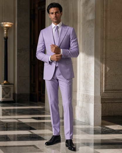 Lavender Cotton Beach Wedding Suit - Custom Made to Measure front view