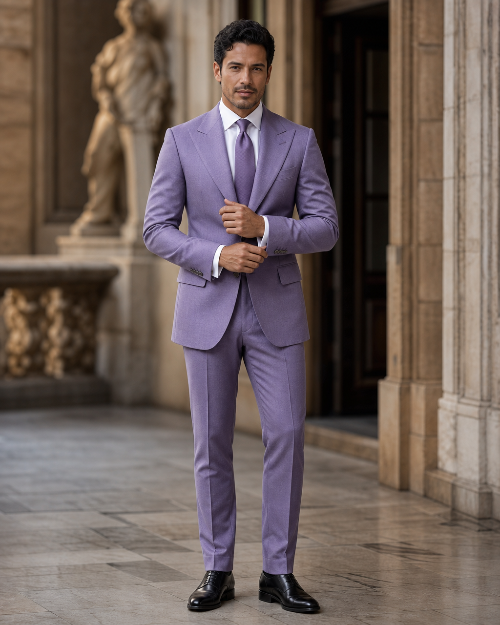 Lavender Flannel Winter Suit - Custom Made to Measure front view