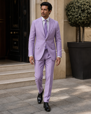 Lavender Linen Peak Lapel Suit — Custom Made to Measure — 1