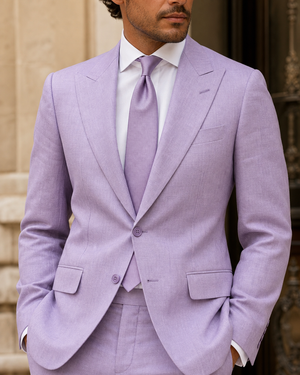 Lavender Linen Peak Lapel Suit — Custom Made to Measure — 4
