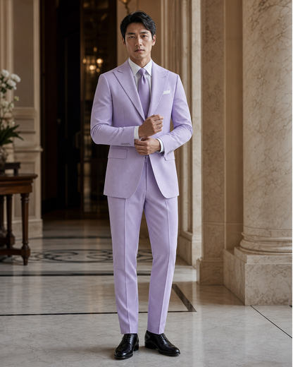 Lavender Seersucker Beach Wedding Suit - Custom Made to Measure front view
