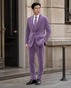 Lavender Velvet Shawl Lapel Suit — Custom Made to Measure — 3