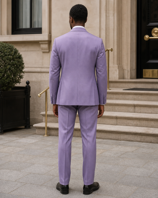Lavender Wool Shawl Lapel Suit - Custom Made to Measure back view