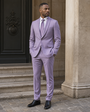 Lavender Wool Shawl Lapel Suit — Custom Made to Measure — 3