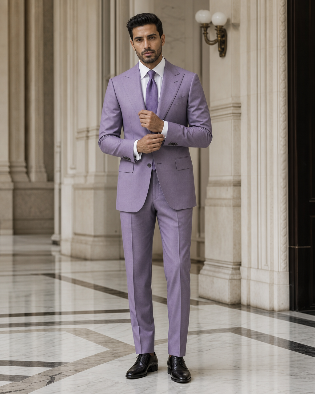 Lavender Wool Winter Suit - Custom Made to Measure front view