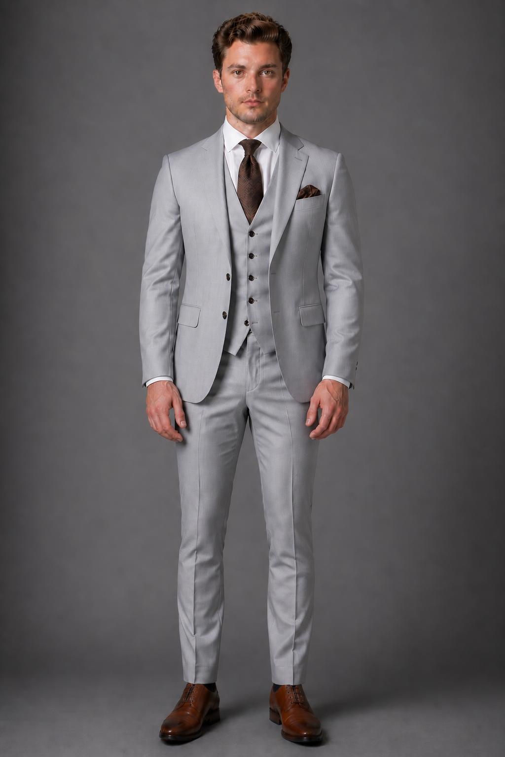 Light Gray Silk Blend Groomsmen Suit — Custom Made to Measure
