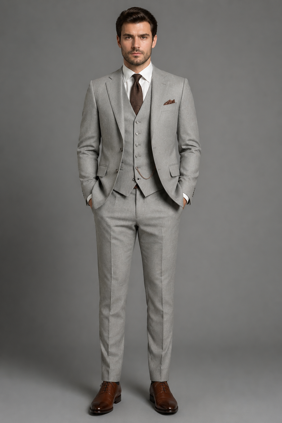 Light Gray Wool Father of the Bride Suit — Custom Made to Measure