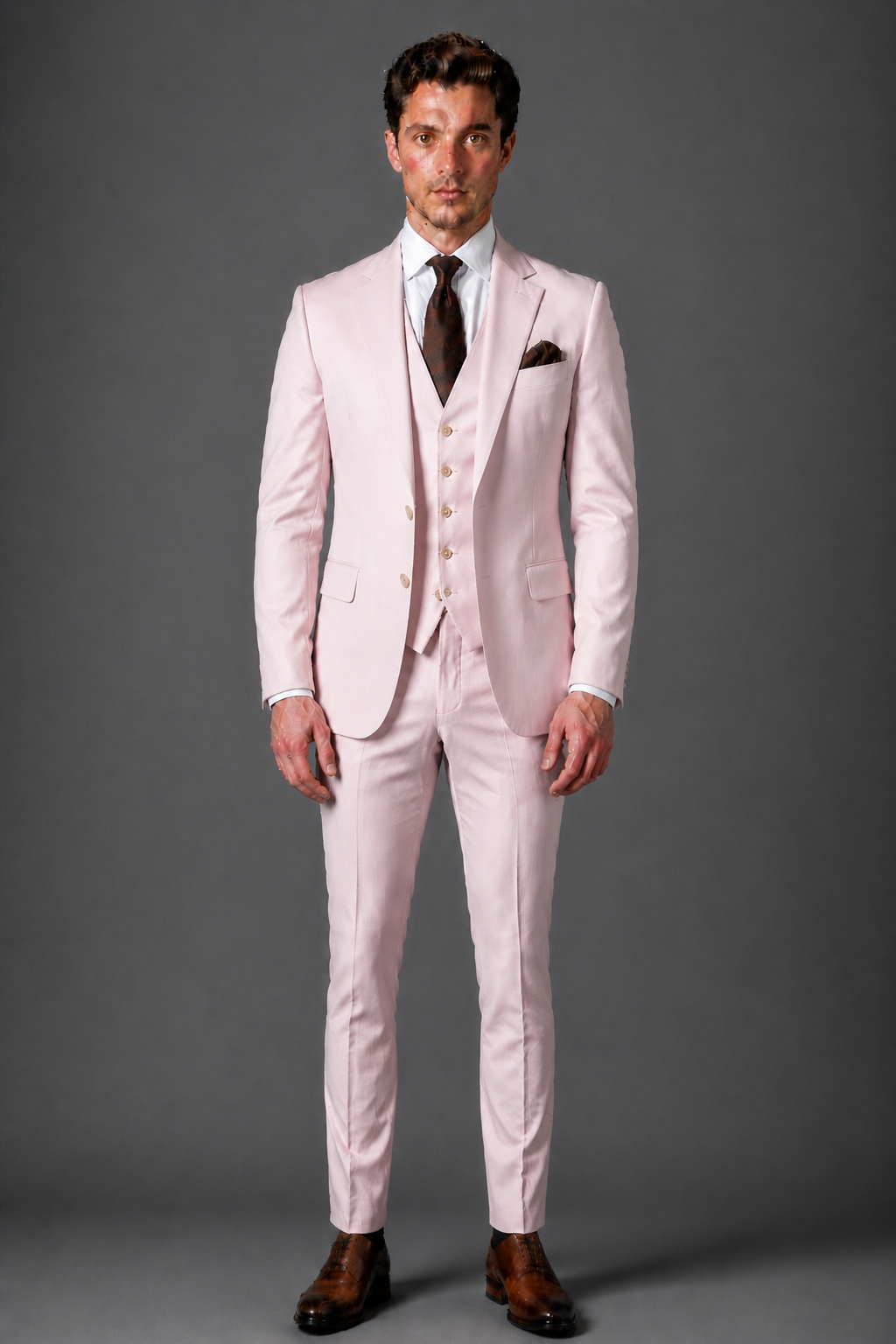 Light Pink Silk Blend Groomsmen Suit — Custom Made to Measure