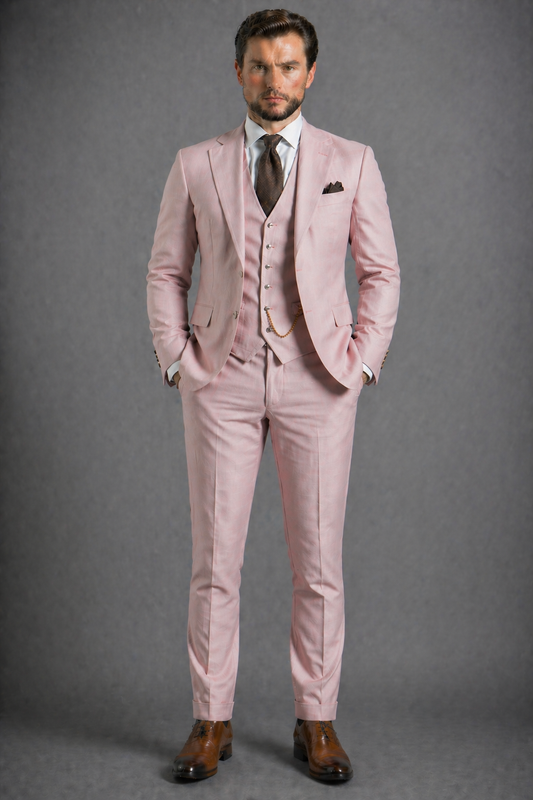 Light Pink Wool Father of the Bride Suit — Custom Made