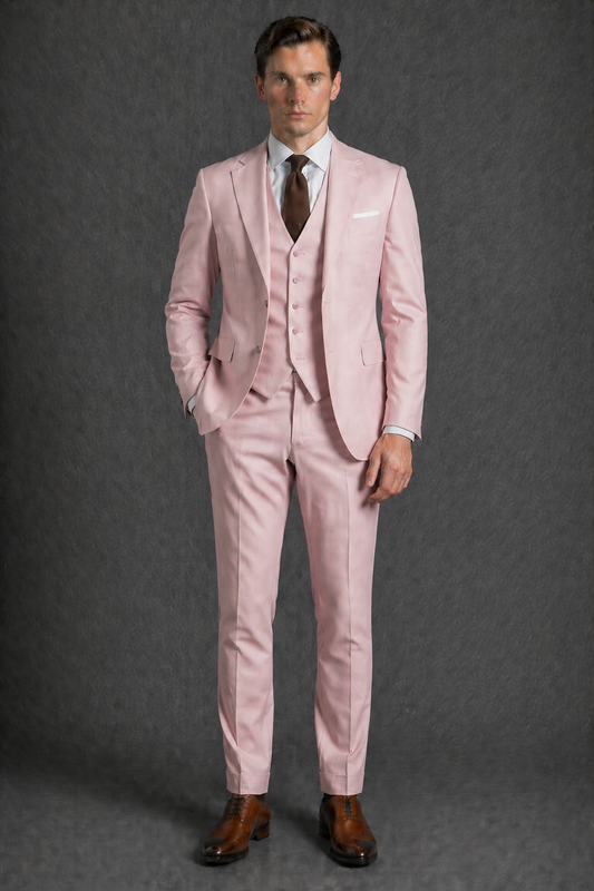 Light Pink Wool Slim Fit Suit — Custom Made to Measure