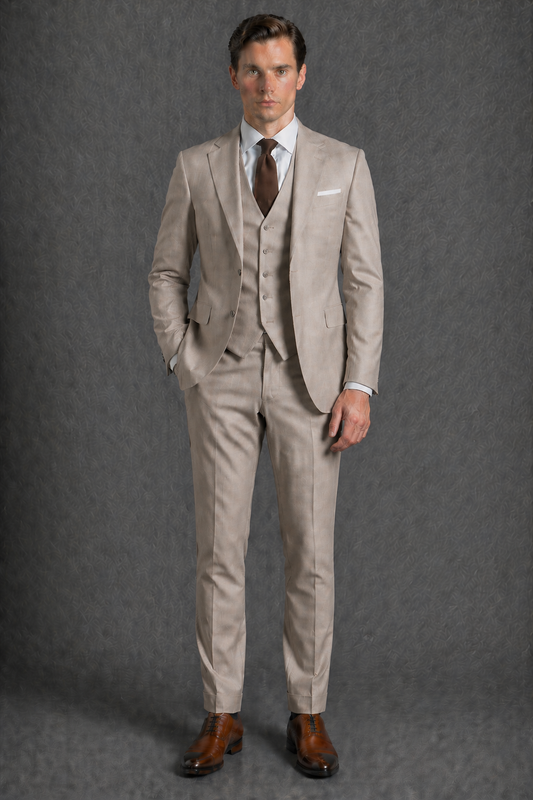 Light Taupe Wool Father of the Bride Suit — Custom Made