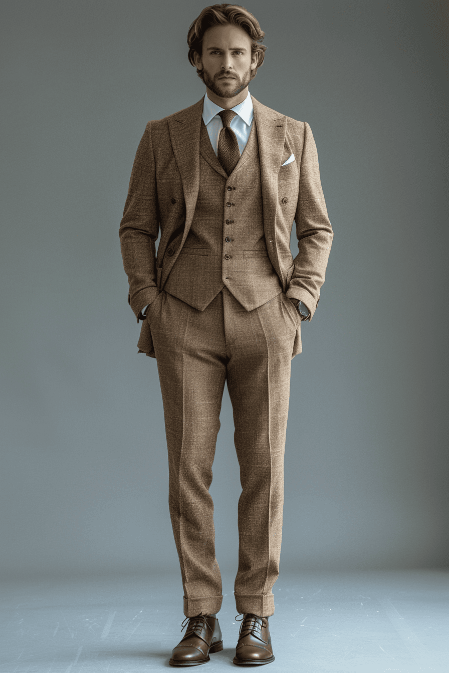 Light Taupe Cotton Cocktail Party Suit — Custom Made to Measure