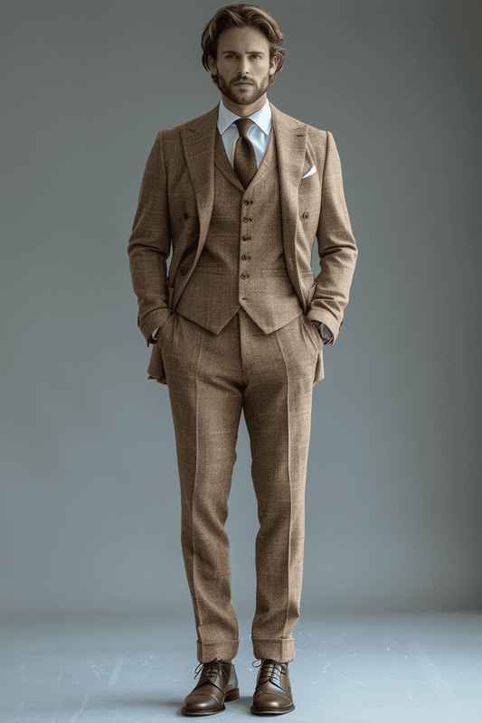 Light Taupe Cotton Cocktail Party Suit — Custom Made to Measure