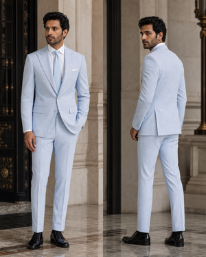 Light Blue Seersucker Beach Wedding Suit — Custom Made to Measure — 2