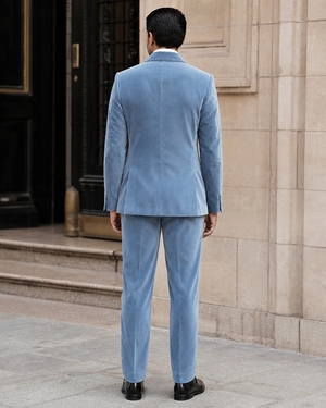 Light Blue Velvet Shawl Lapel Suit — Custom Made to Measure — 2
