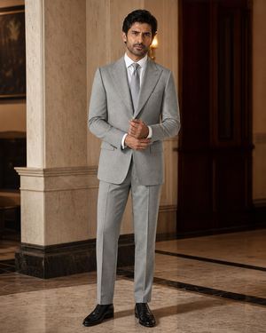 Light Gray Cashmere Blend Winter Suit — Custom Made to Measure — 1