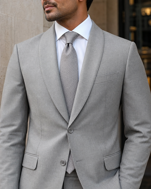 Light Gray Wool Shawl Lapel Suit — Custom Made to Measure — 4