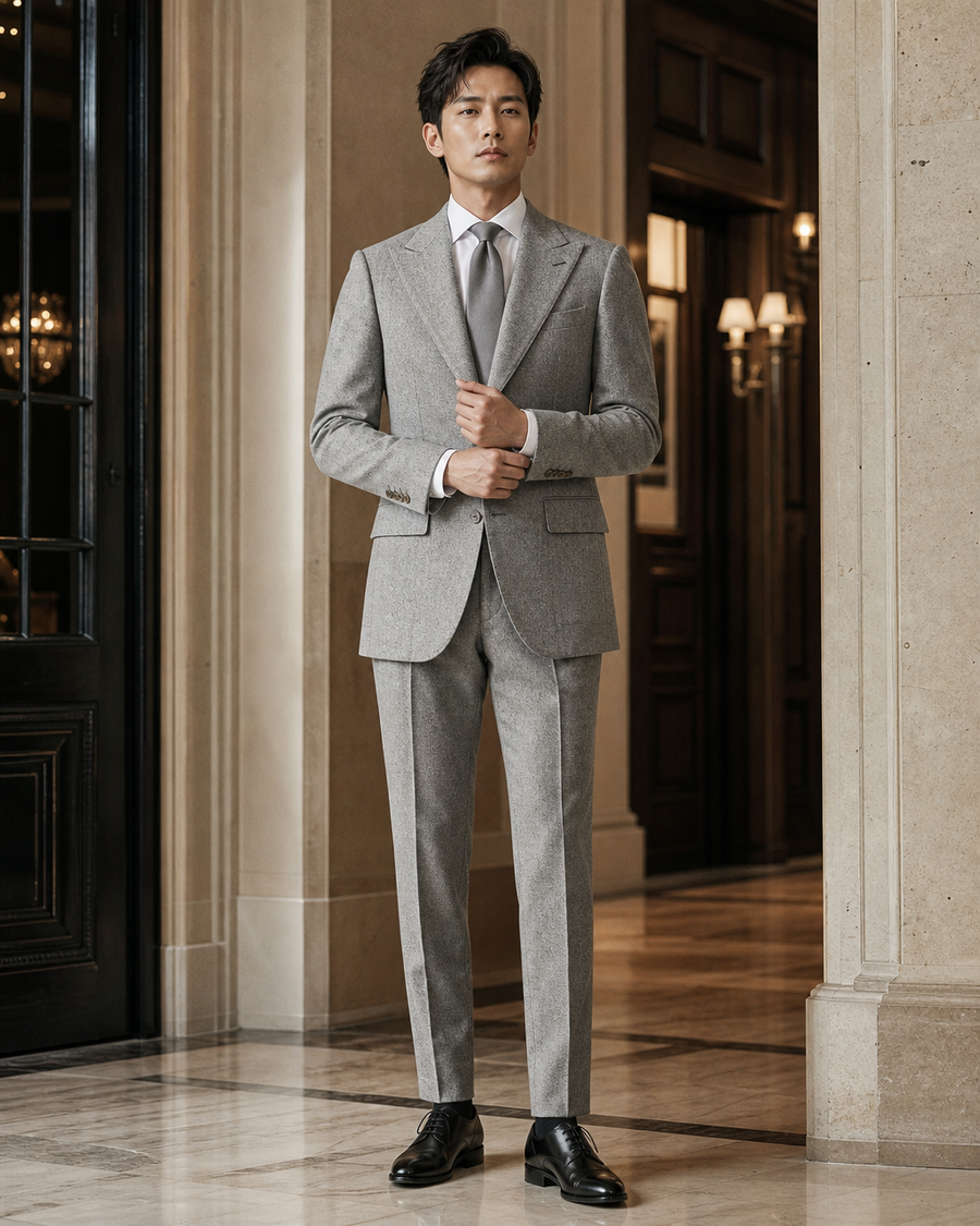 Light Grey Tweed Winter Suit — Custom Made to Measure