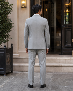Light Grey Wool Shawl Lapel Suit — Custom Made to Measure — 2