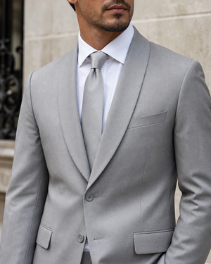 Light Grey Wool Shawl Lapel Suit — Custom Made to Measure — 4