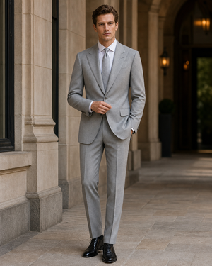 Light Grey Wool Winter Suit — Custom Made to Measure — 1