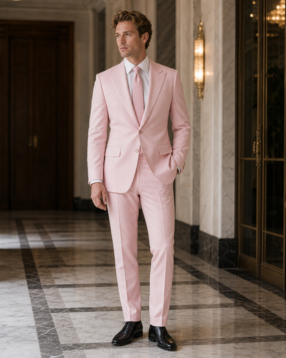 Light Pink Cotton Beach Wedding Suit - Custom Made to Measure side back view