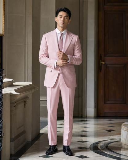 Light Pink Cotton Summer Suit - Custom Made to Measure front view