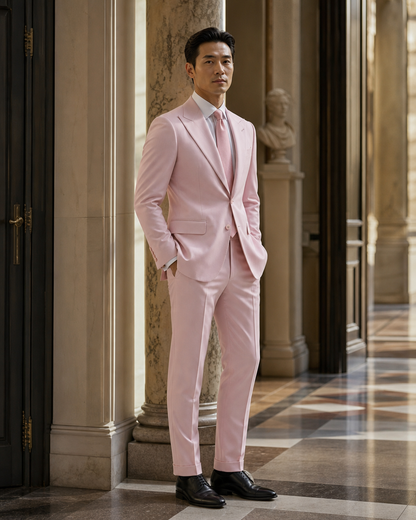 Light Pink Cotton Summer Suit - Custom Made to Measure side back view