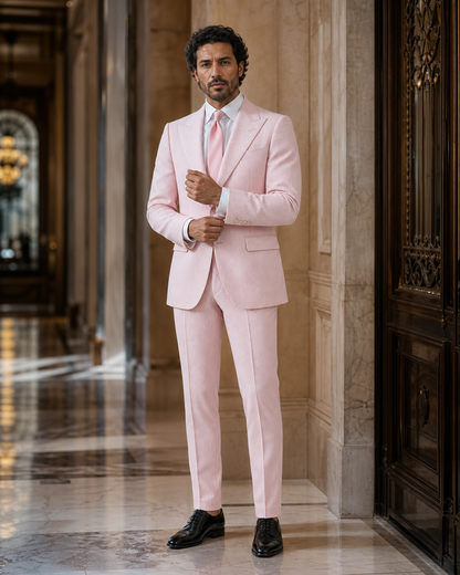 Light Pink Seersucker Beach Wedding Suit - Custom Made to Measure front view