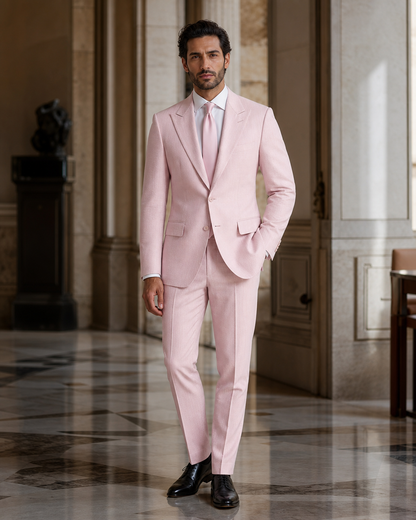 Light Pink Seersucker Beach Wedding Suit - Custom Made to Measure side back view