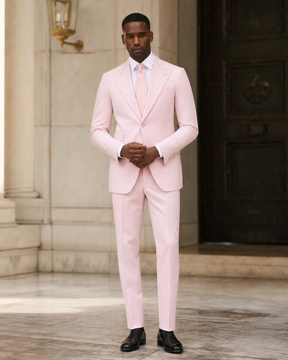 Light Pink Seersucker Summer Suit - Custom Made to Measure front view