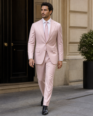 Light Pink Silk Blend Peak Lapel Suit — Custom Made to Measure — 1