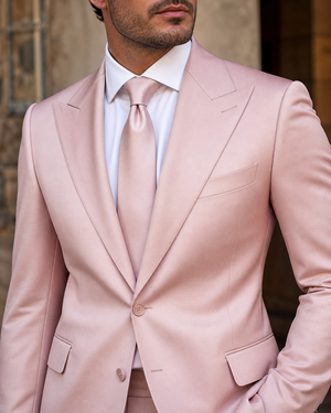 Light Pink Silk Blend Peak Lapel Suit — Custom Made to Measure — 4