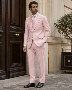 Light Pink Silk Blend Peak Lapel Suit — Custom Made to Measure — 3