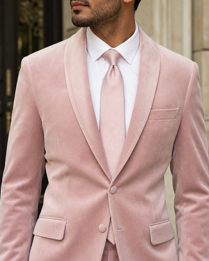 Light Pink Velvet Shawl Lapel Suit — Custom Made to Measure — 4