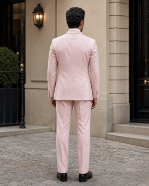 Light Pink Wool Shawl Lapel Suit — Custom Made to Measure — 2